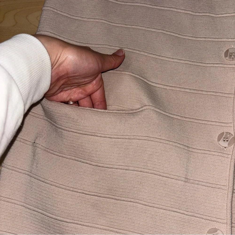 COS Cardigan Sweater Jacket Ivory Medium‎ Ribbed Textured Long Duster Lagenlook